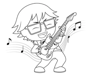 Ryan strumming a guitar Coloring Page