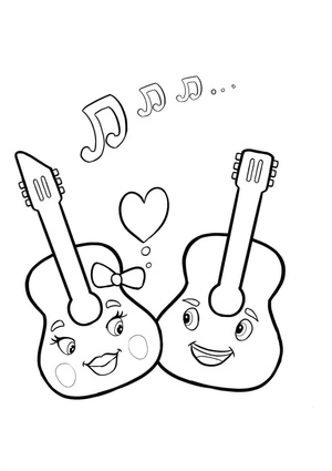 Two Guitars Coloring Page