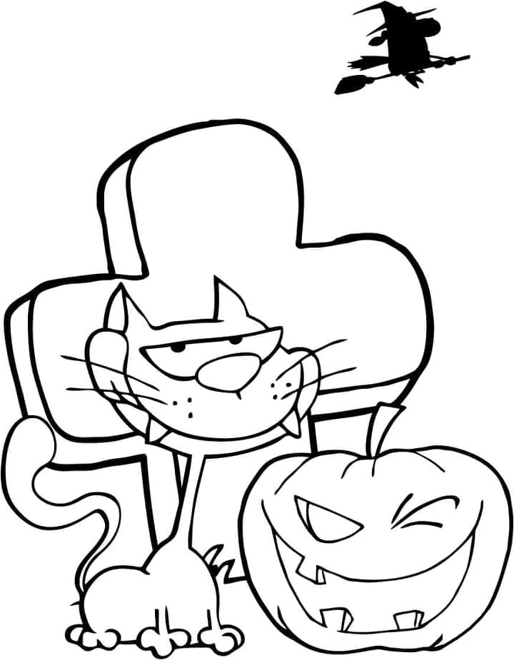 A Silly Halloween Kitty Coloring Page