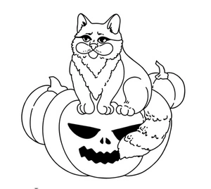 Coloring Page of a Halloween Cat Coloring Page