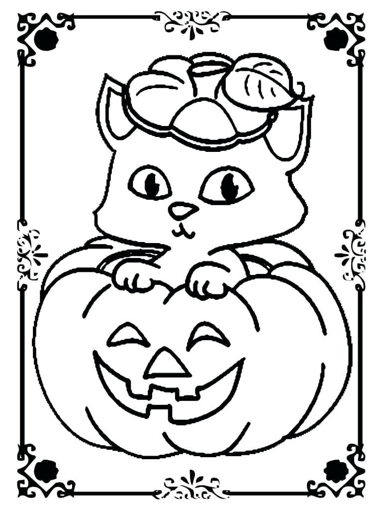 Halloween Cat Coloring Printable Coloring Page