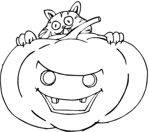 Silly Halloween Kitty Coloring Page