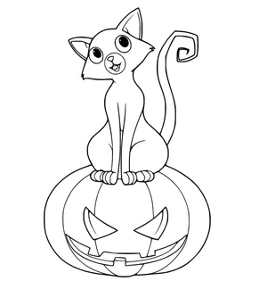 Spooky Halloween Kitty Coloring Page