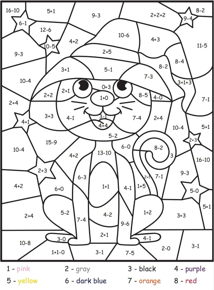 Halloween Cat Color by Number - Free Coloring Page