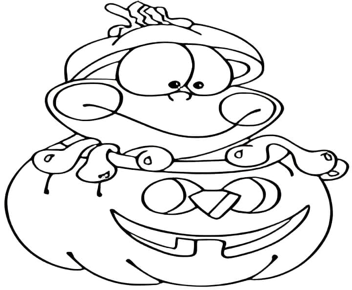 Halloween Pumpkin Frog Coloring Page