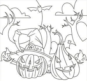 Two Spooky Pumpkins Coloring Page