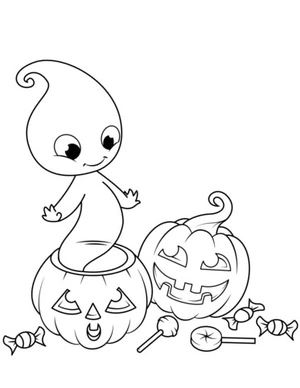 Adorable Baby Ghost Coloring Page