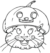 Cat Wearing a Pumpkin Hat Coloring Page