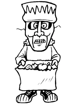 Frankenstein Asks for Candy Coloring Page