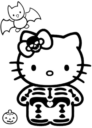 Hello Kitty in a Skeleton Costume