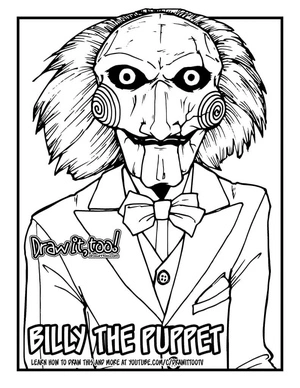 Meet Billy the Puppet face. Coloring Page