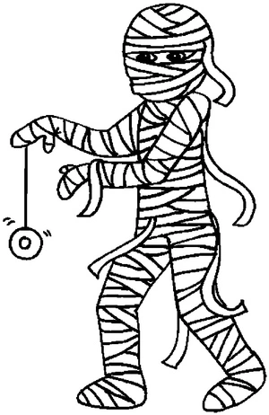 Mummy Playing with a Yoyo Coloring Page