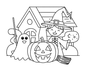 Printable Spooky Halloween Coloring Page