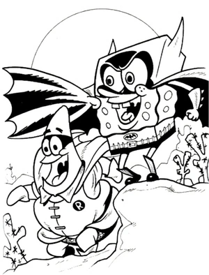 SpongeBob in a Batman Costume Coloring Page