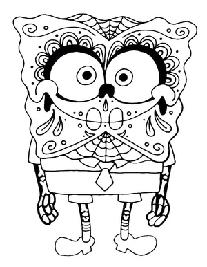SpongeBob in a Skeleton Costume
