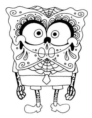 SpongeBob in a Skeleton Costume Coloring Page