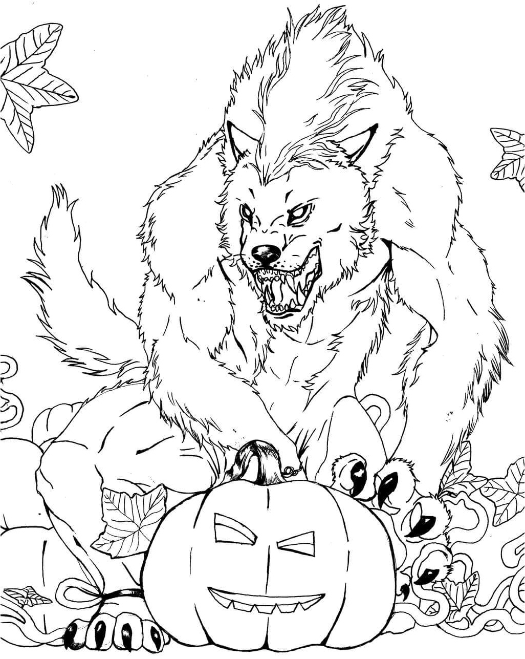 Spooky Werewolf Coloring Page