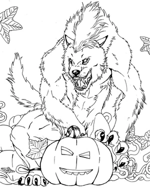 Spooky Werewolf Coloring Page
