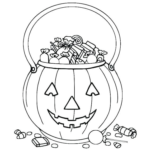 Trick-or-Treat Pumpkin Bag Coloring Page