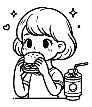 Girl Enjoying a Hamburger