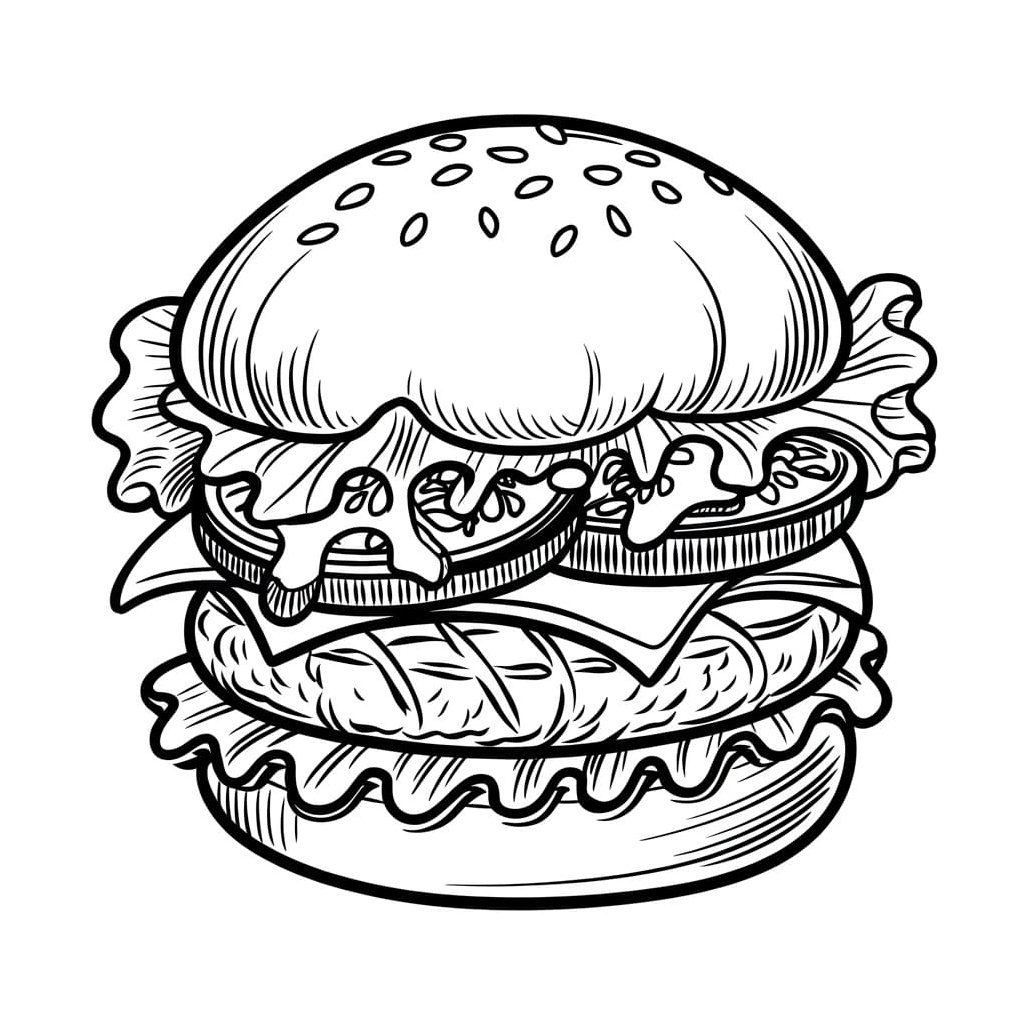 Hamburger Drawing Coloring Page Coloring Page