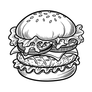 Hamburger Drawing Coloring Page