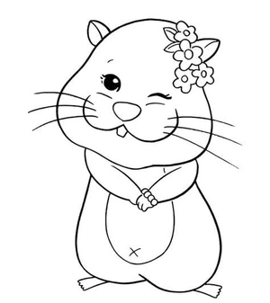 Sweet Hamster Coloring Page