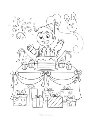 Birthday Party for a Boy Coloring Page