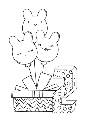 Celebrating 2nd Birthday Coloring Page