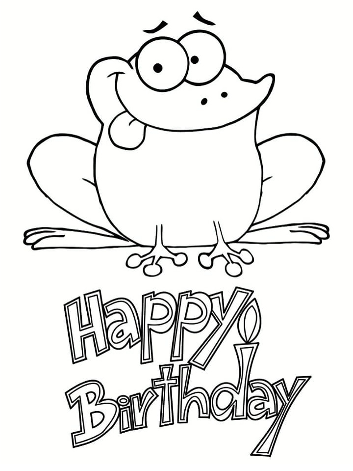 Celebration Frog Birthday Coloring Page