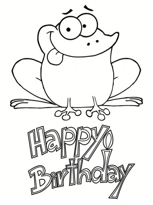 Celebration Frog Birthday Coloring Page