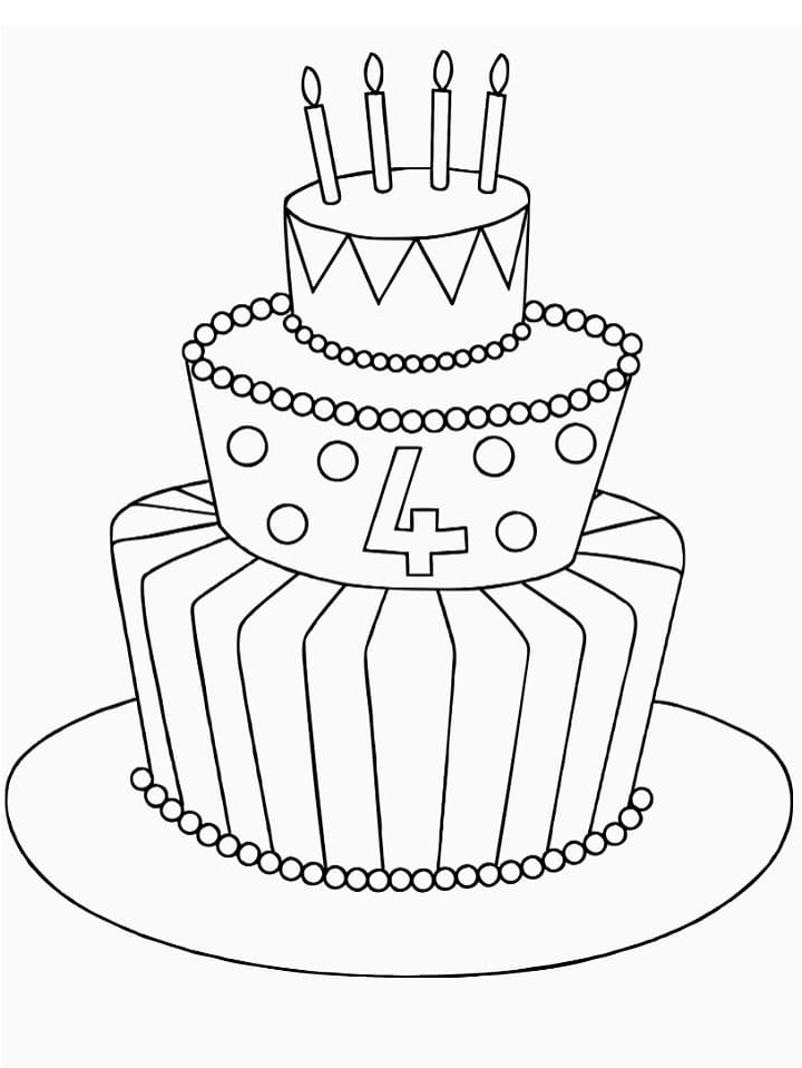 Happy Birthday Cake Coloring Page Coloring Page