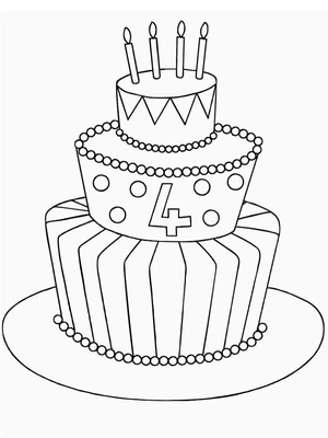 Happy Birthday Cake Coloring Page Coloring Page