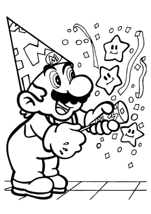 Mario's Happy Birthday Coloring Page Coloring Page