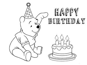 Winnie the Pooh Birthday Celebration Coloring Page