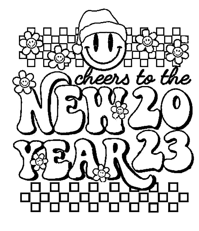 Cheers to 2023, the New Year! Coloring Page