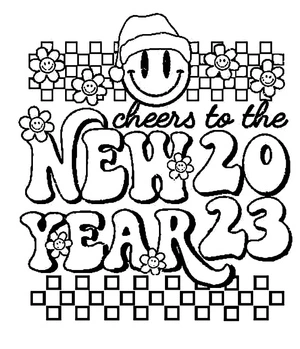 Cheers to 2023, the New Year! Coloring Page