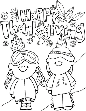 Adorable Native American Characters Coloring Page