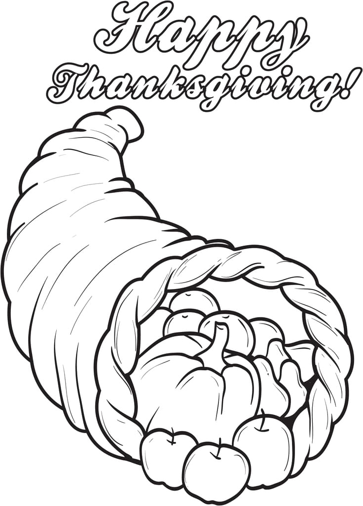 Cornucopia for Thanksgiving Coloring Page