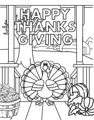 Thanksgiving Celebration with a Turkey Coloring Page