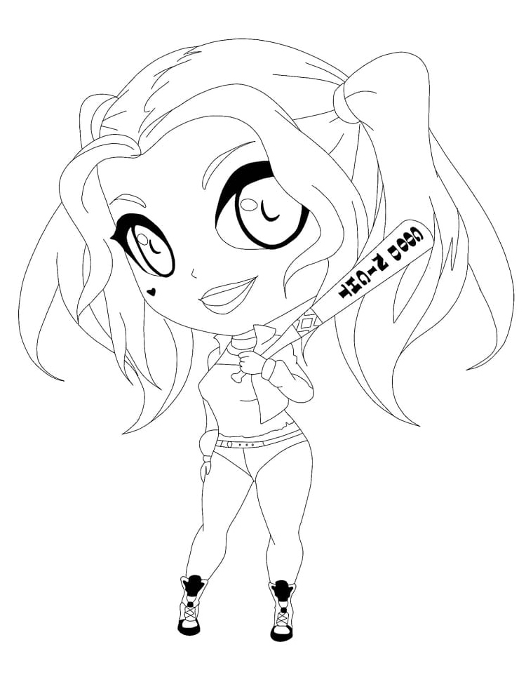 Harley Quinn - The Adorable Character Coloring Page