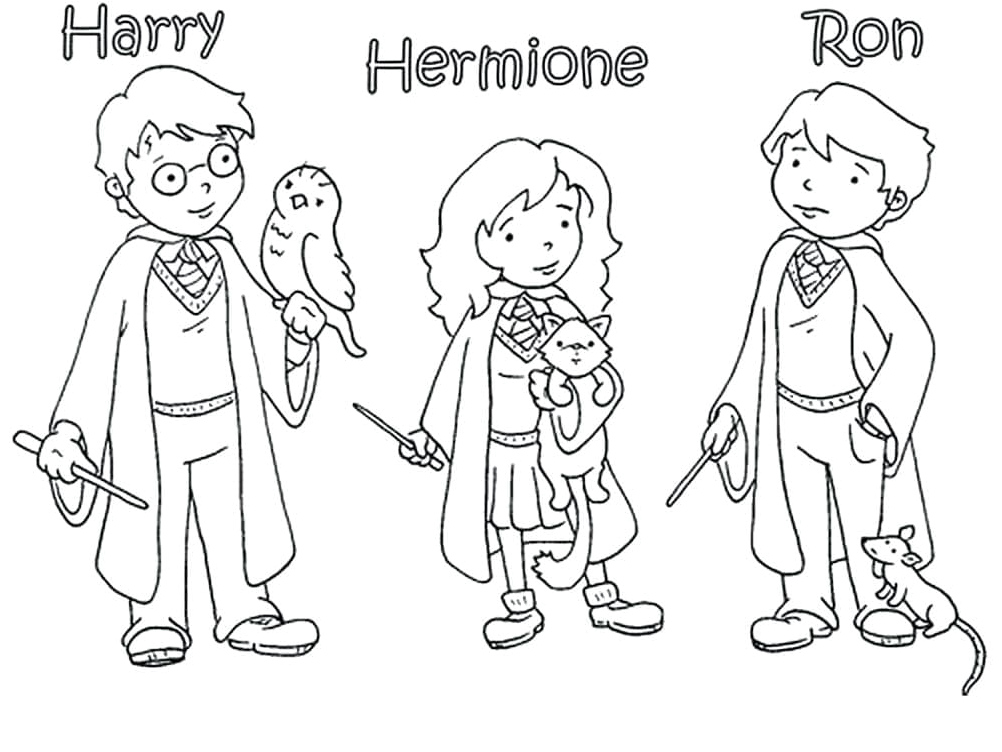 Adorable Characters from the Harry Potter Series Coloring Page