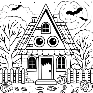 Charming Spooky Mansion Coloring Page