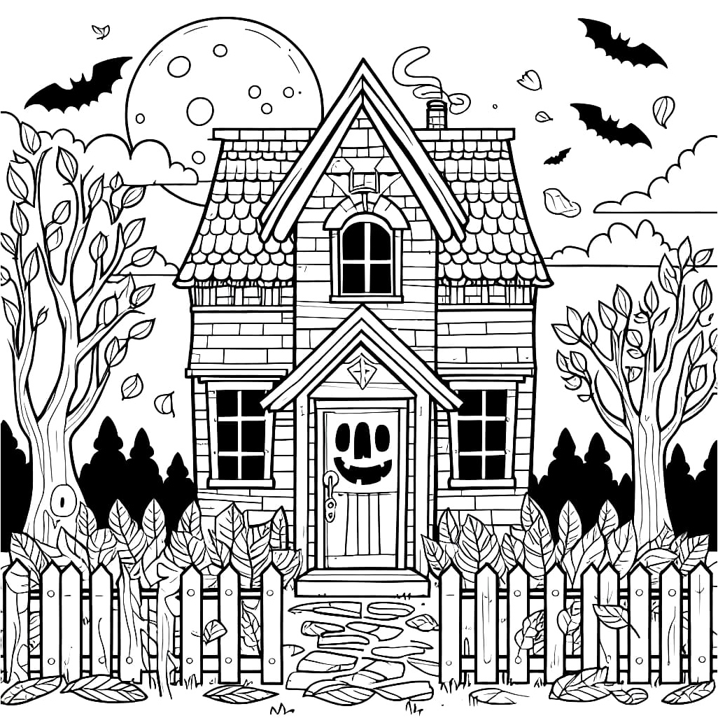 Spooky Mansion Coloring Page