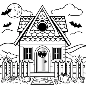 Tiny Spooky House Coloring Page