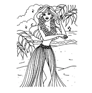 Barbie in Hawaii Coloring Page