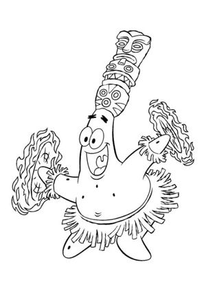 Patrick Performs the Hula Dance Coloring Page