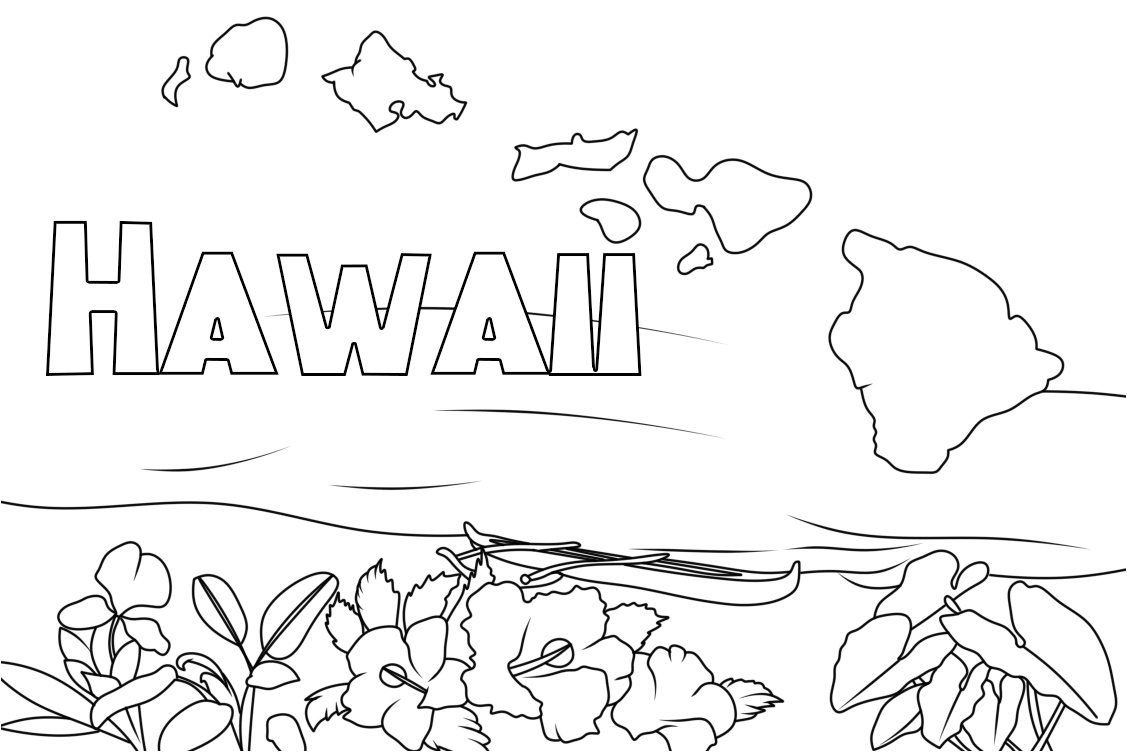 Simple Hawaii Coloring Page