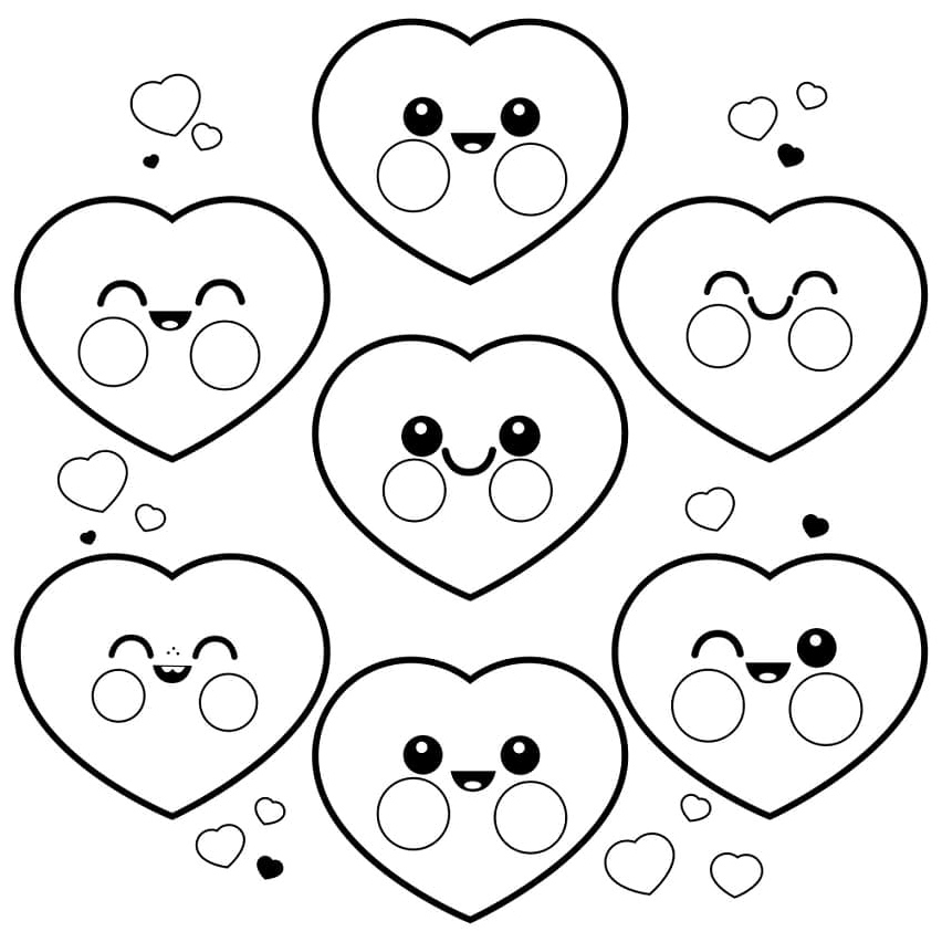 Adorable Heart Designs Coloring Page
