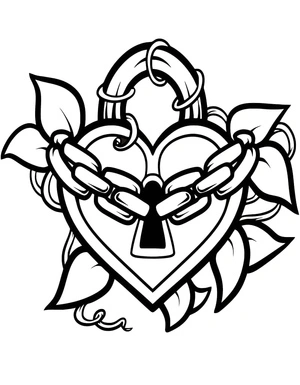 Locked Heart Coloring Page